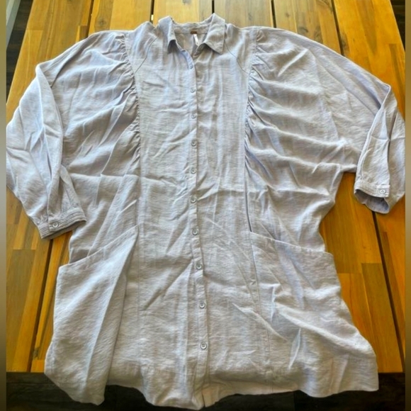 Free People Womens Oversized Long Sleeve Button Down Tunic Mini Dress Xs & Med - Picture 1 of 5